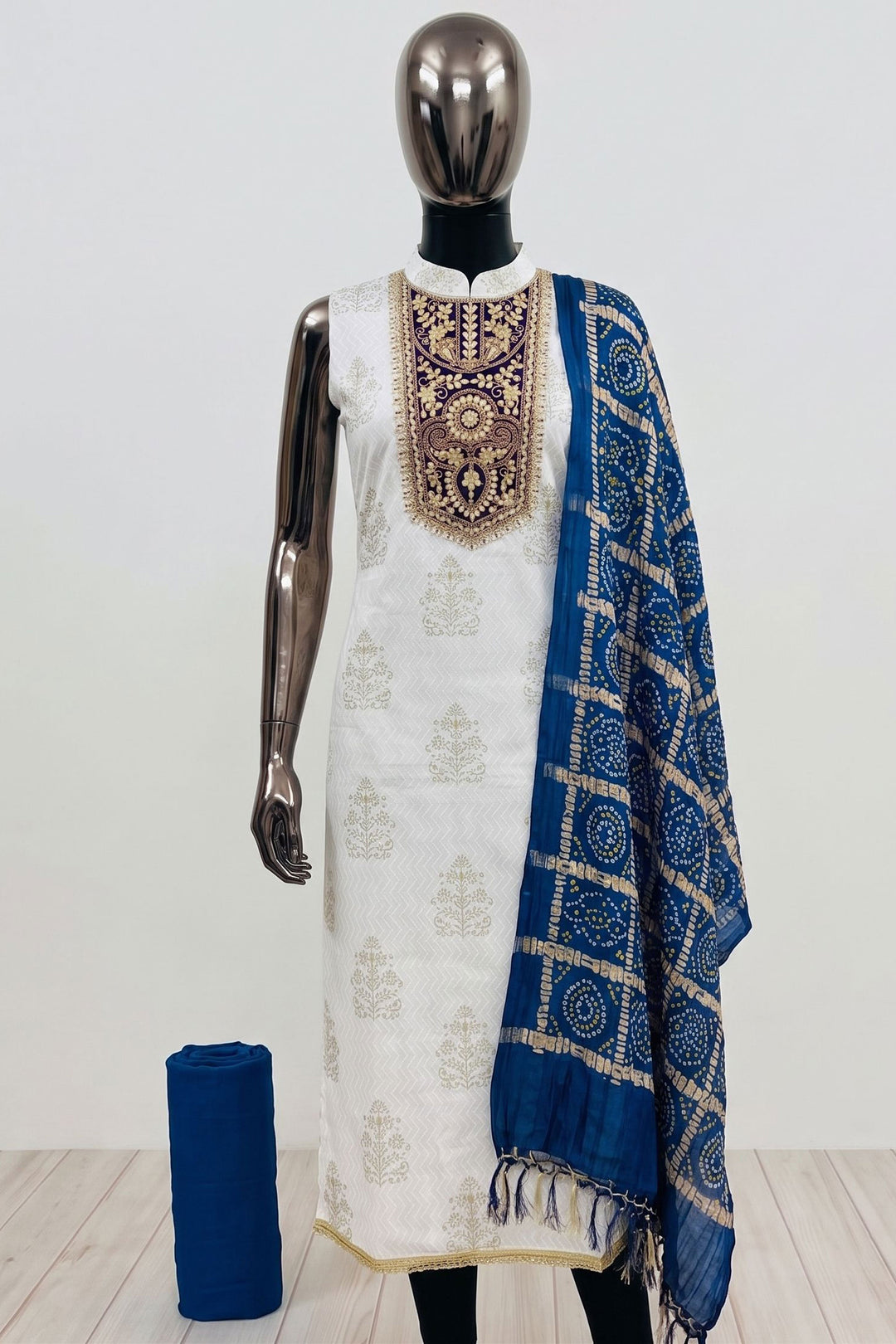 Off White Color Attractive Festive Style Rayon Salwar Suit