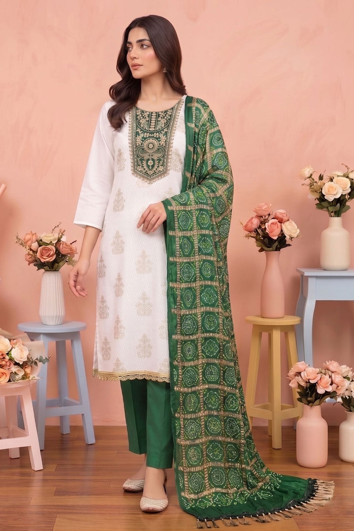 Off White Color Beautiful Festive Style Rayon Salwar Suit