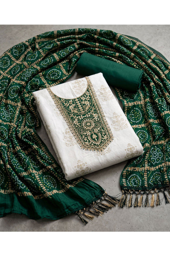 Off White Color Beautiful Festive Style Rayon Salwar Suit