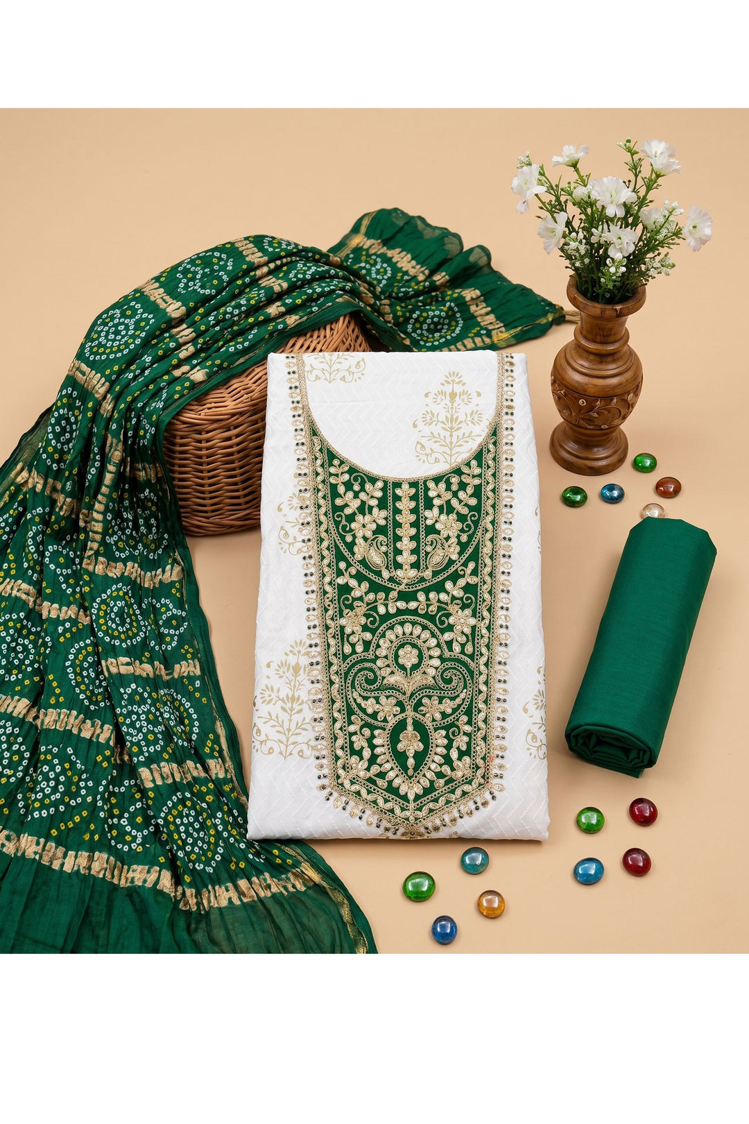 Off White Color Beautiful Festive Style Rayon Salwar Suit