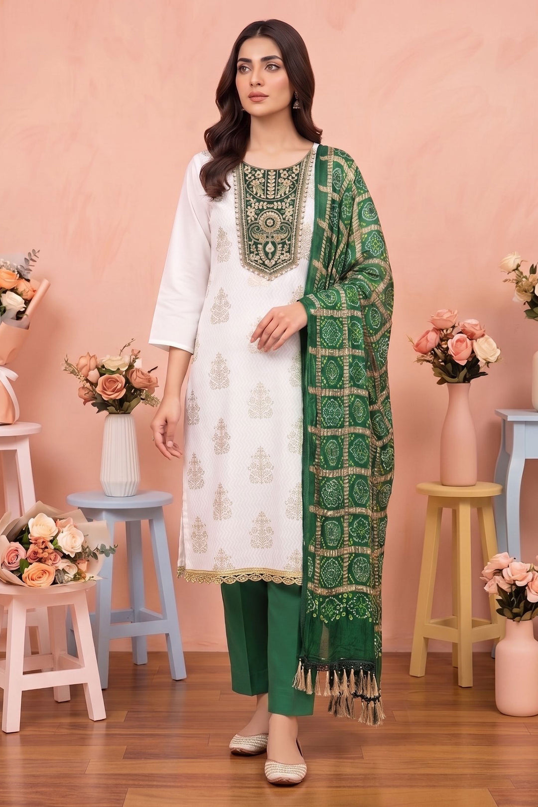 Off White Color Beautiful Festive Style Rayon Salwar Suit