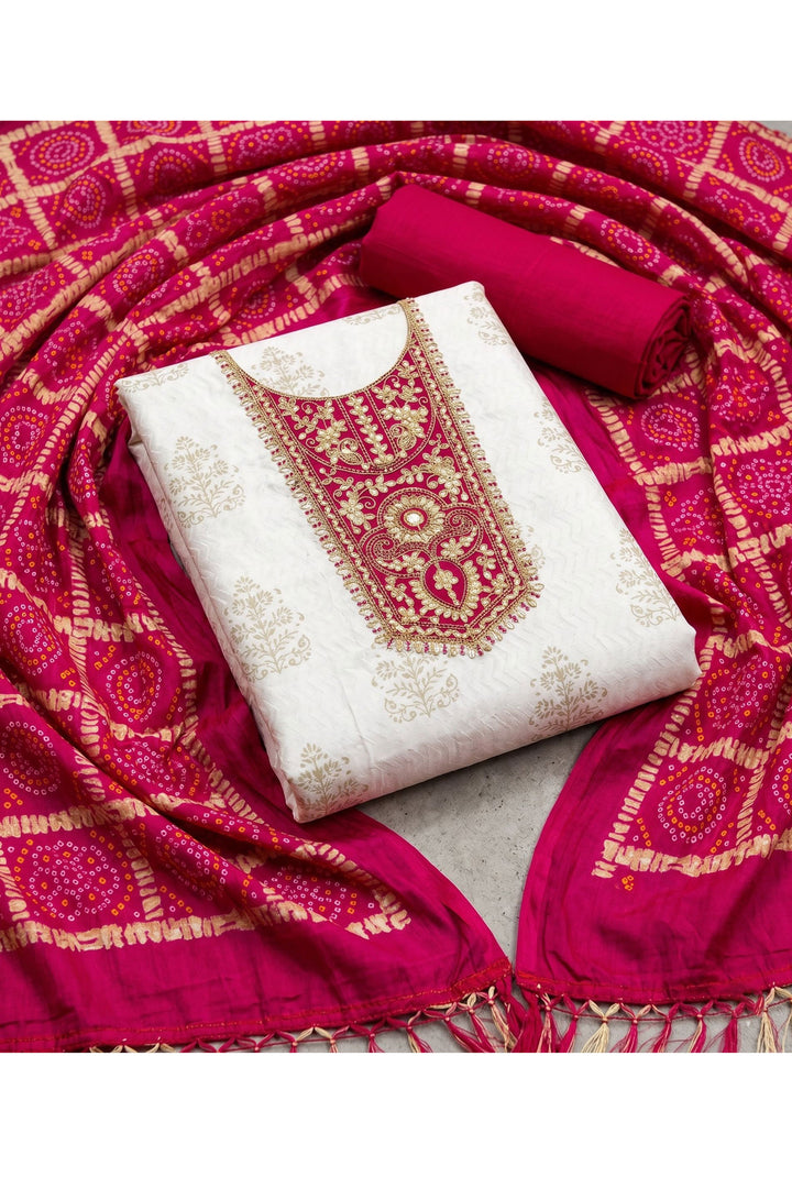 Off White Color Glamorous Festive Style Rayon Salwar Suit