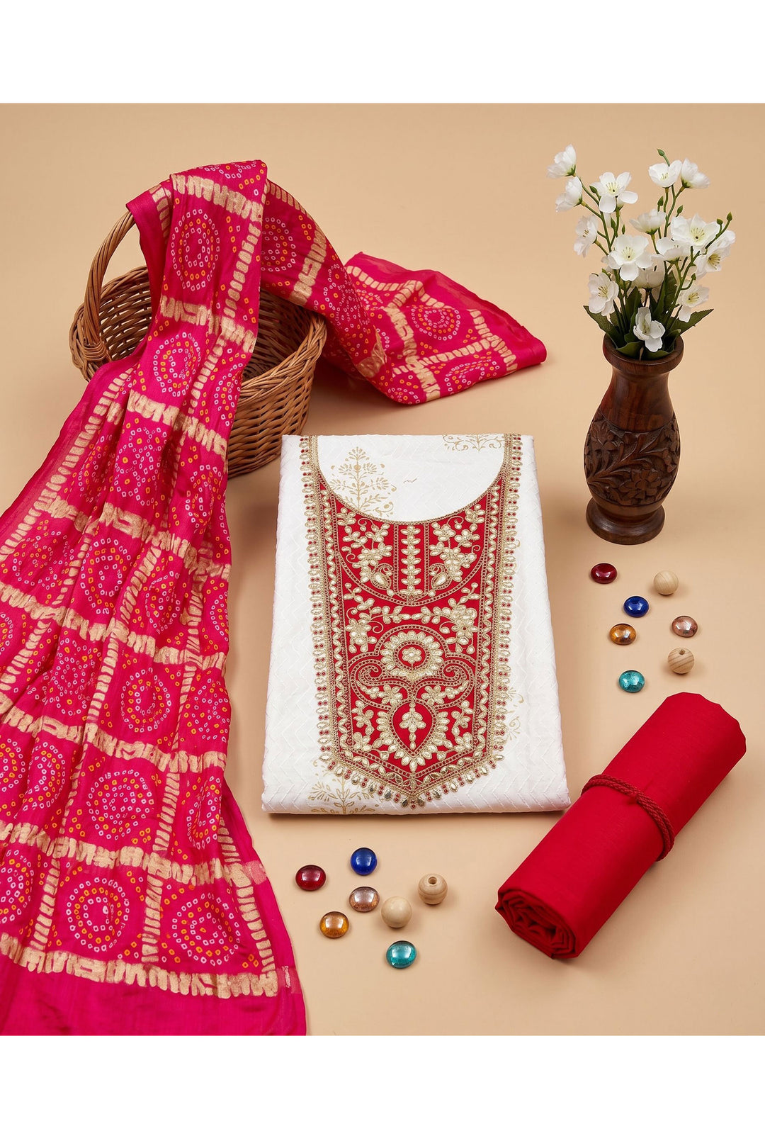 Off White Color Glamorous Festive Style Rayon Salwar Suit