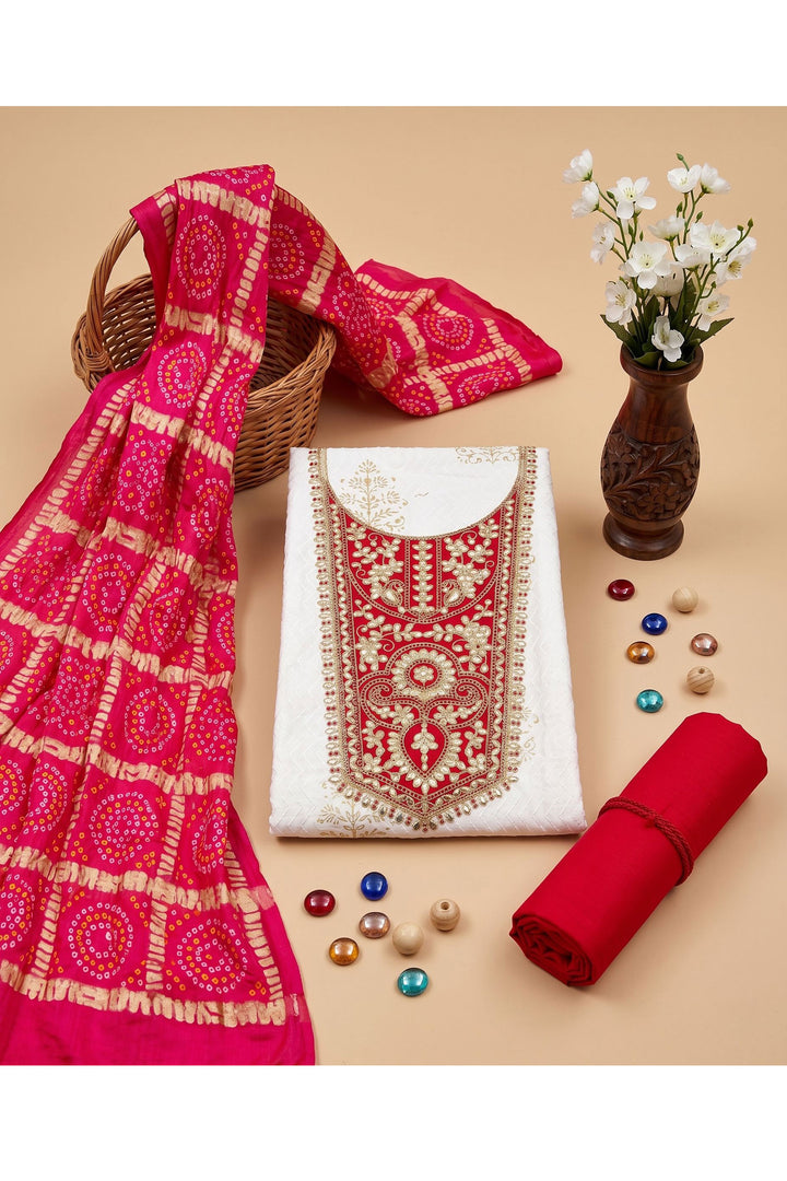 Off White Color Glamorous Festive Style Rayon Salwar Suit