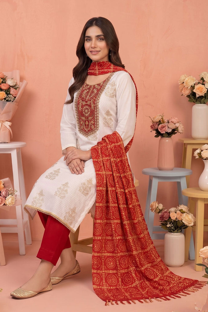 Off White Color Glorious Festive Style Rayon Salwar Suit