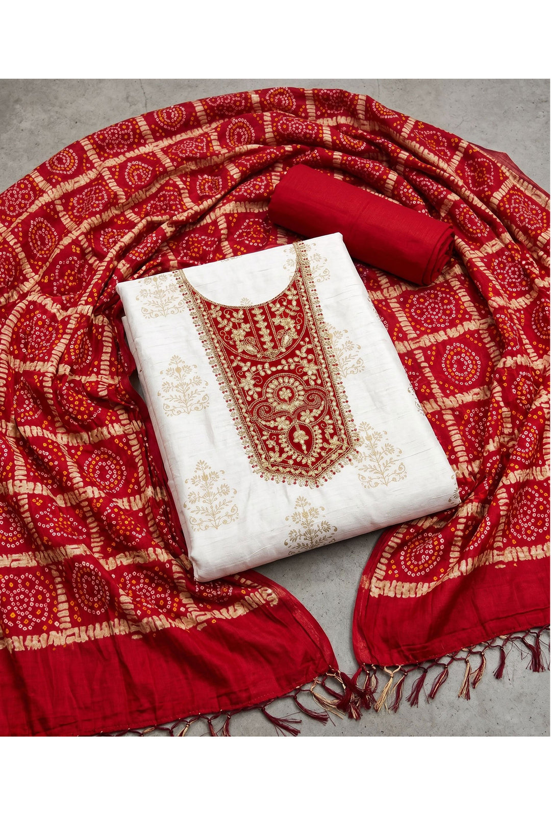Off White Color Glorious Festive Style Rayon Salwar Suit