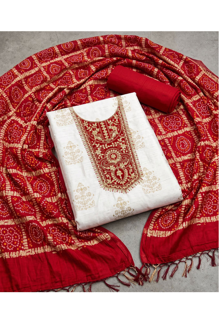 Off White Color Glorious Festive Style Rayon Salwar Suit