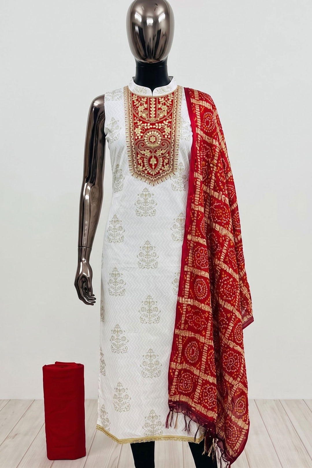 Off White Color Glorious Festive Style Rayon Salwar Suit