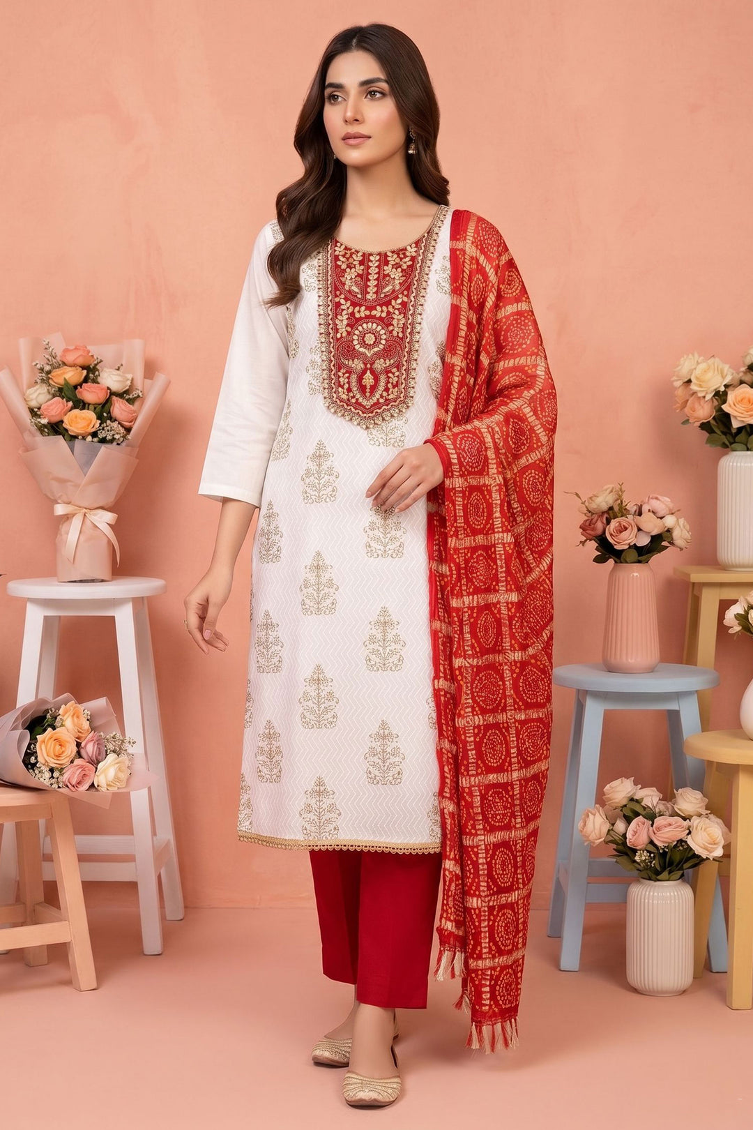 Off White Color Glorious Festive Style Rayon Salwar Suit