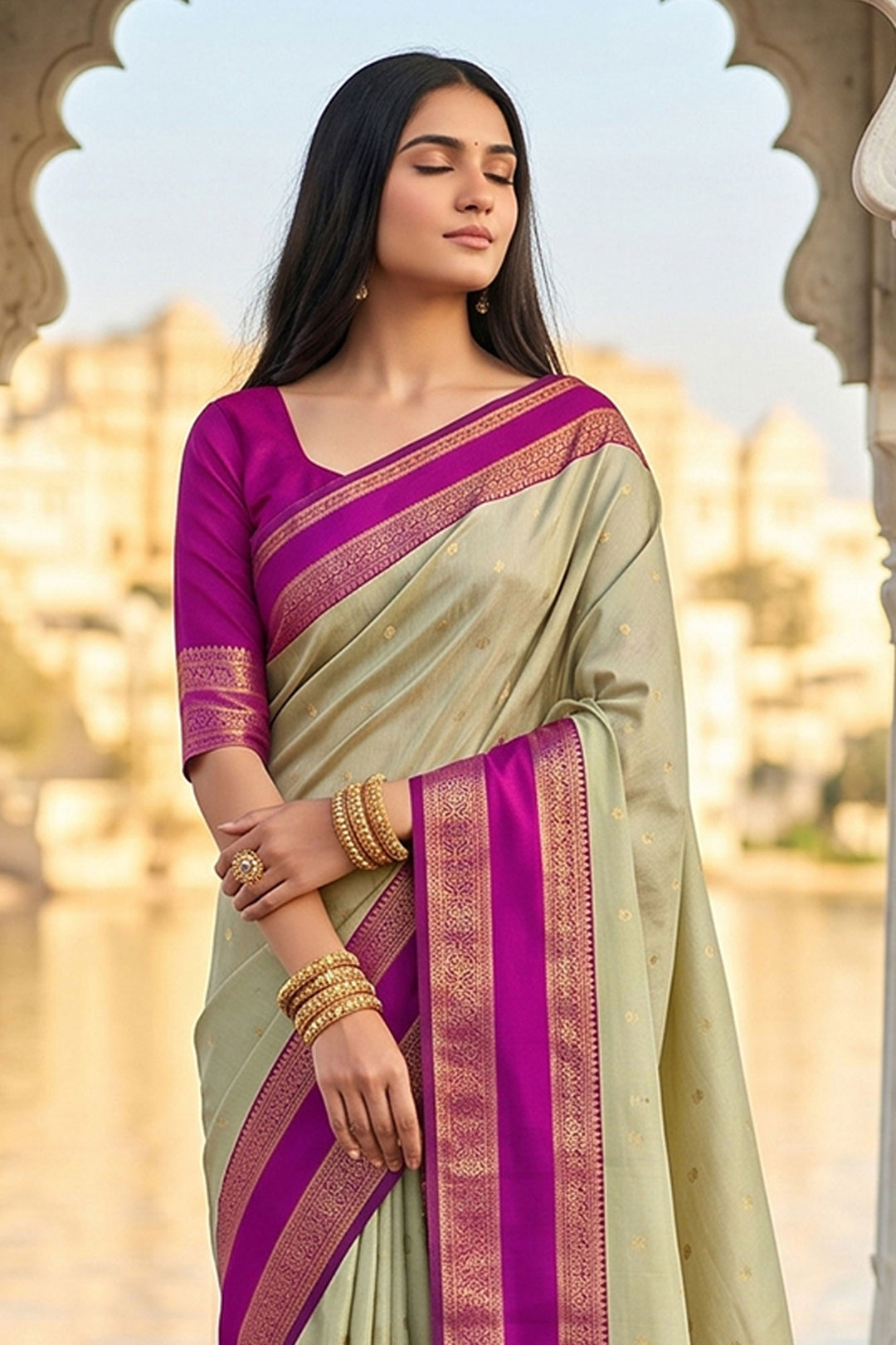 Beige Color Art Silk Special Weaving Design Saree | Buy Online India