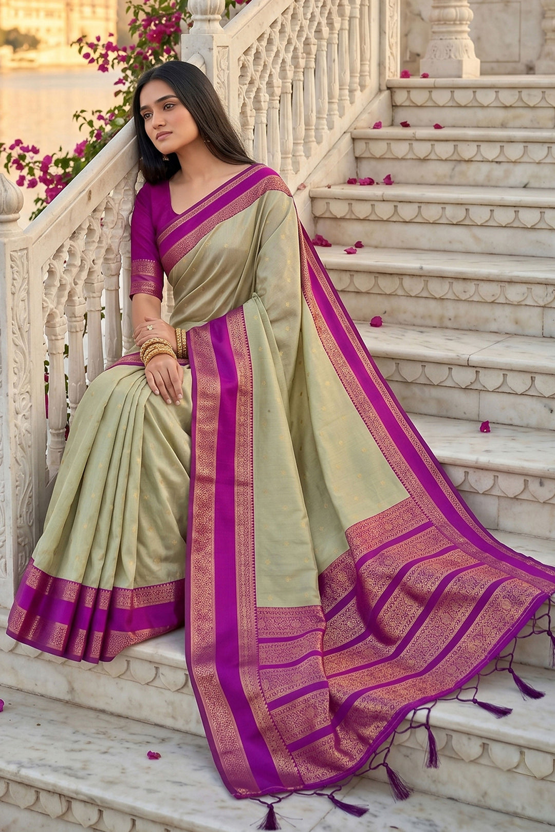 Beige Color Art Silk Special Weaving Design Saree | Buy Online India