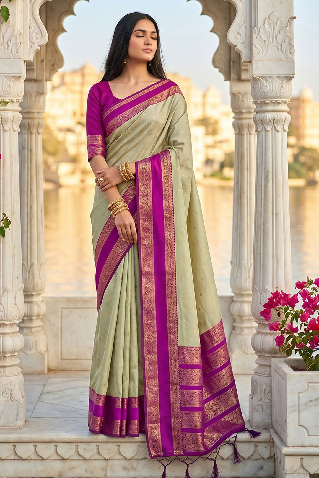 Beige Color Art Silk Special Weaving Design Saree | Buy Online India