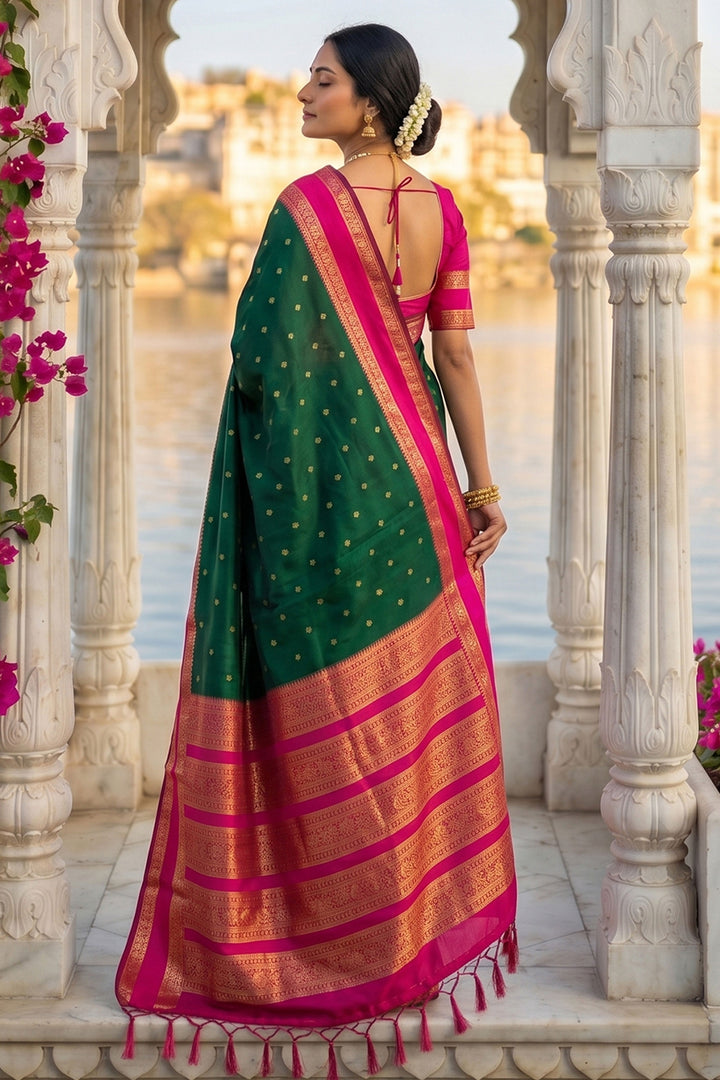 Green Color Art Silk Coveted Weaving Design Saree | Buy Online India