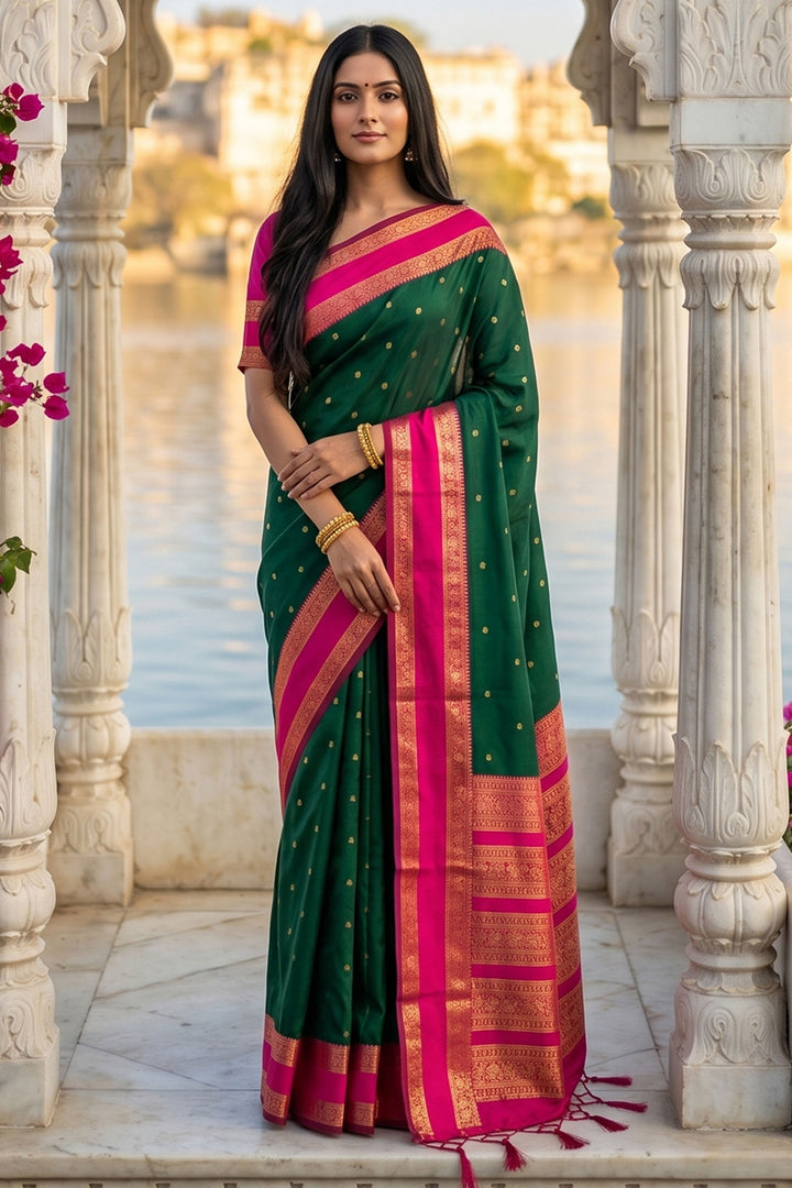 Green Color Art Silk Coveted Weaving Design Saree | Buy Online India