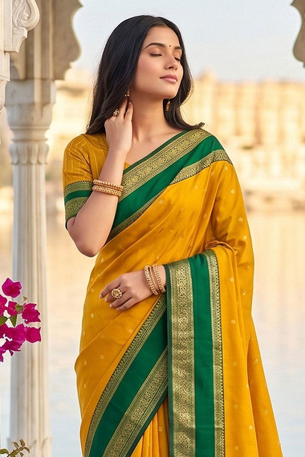 Yellow Color Sober Weaving Design Art Silk Saree | Buy Online India