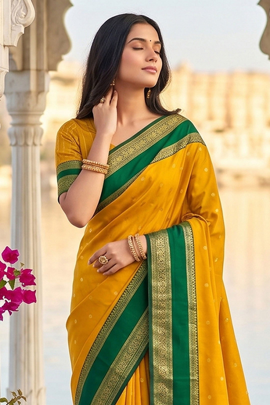 Yellow Color Sober Weaving Design Art Silk Saree | Buy Online India