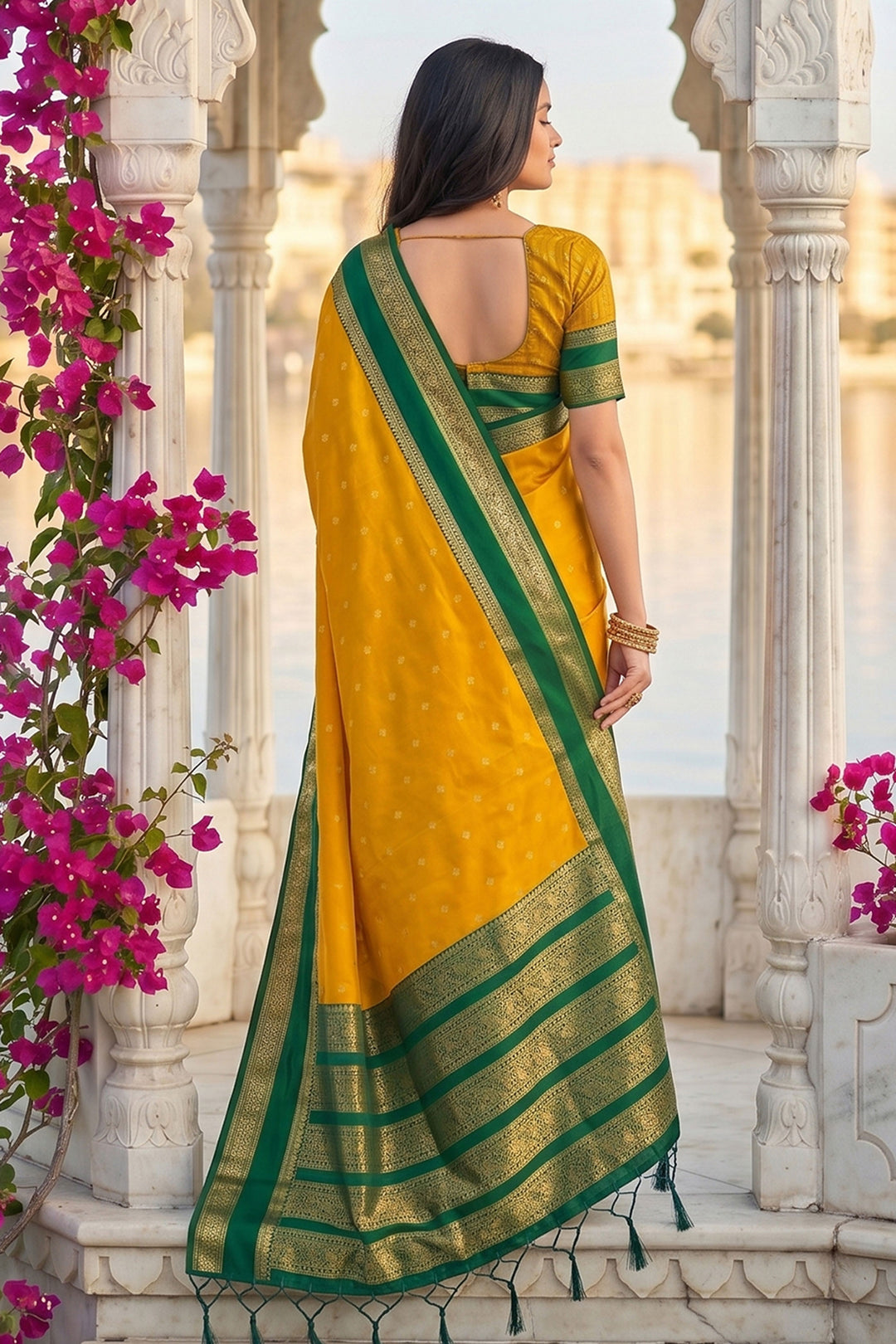 Yellow Color Sober Weaving Design Art Silk Saree | Buy Online India