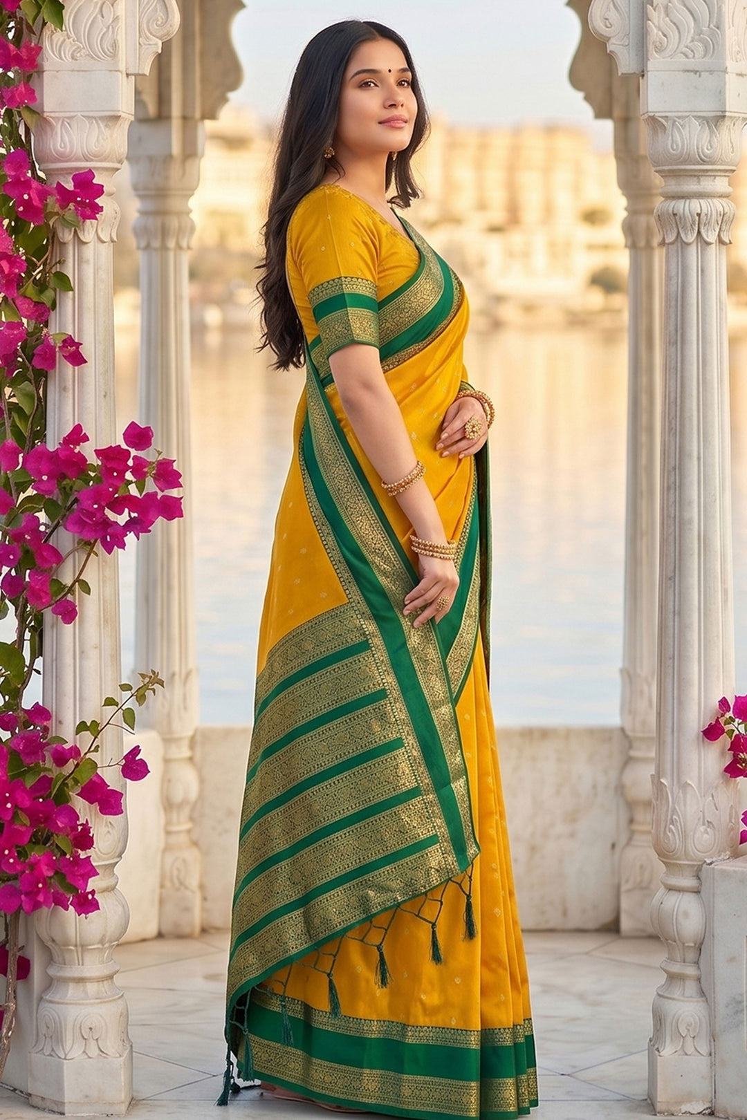 Yellow Color Sober Weaving Design Art Silk Saree | Buy Online India