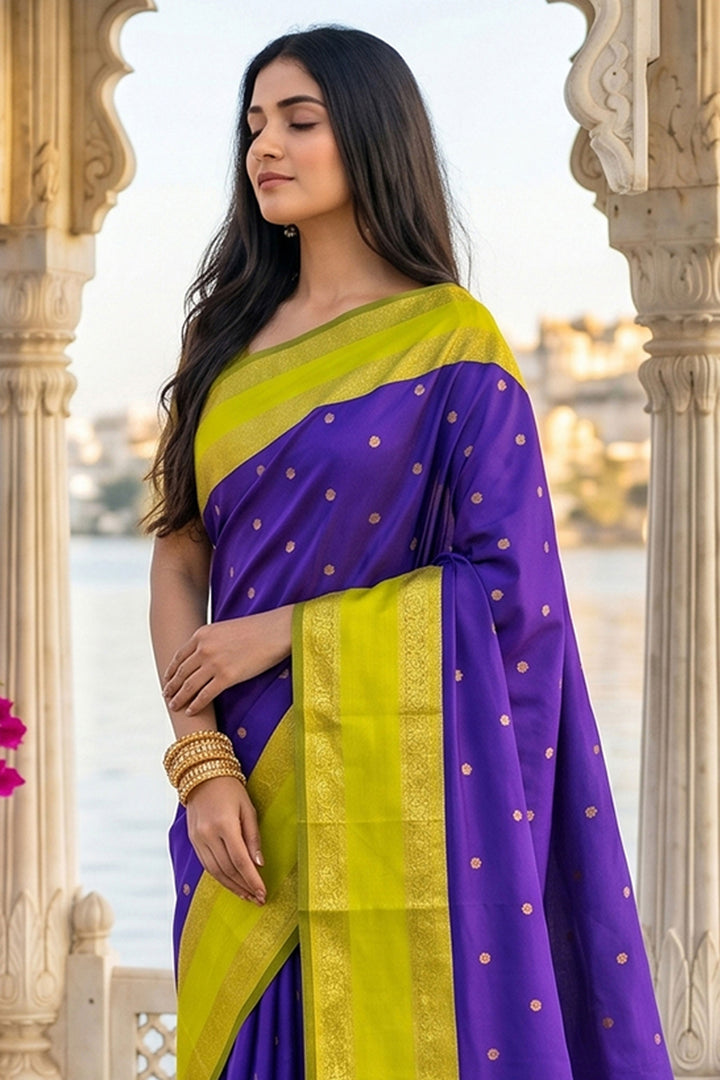 Beguiling Purple Color Art Silk Weaving Design Saree | Buy Online India
