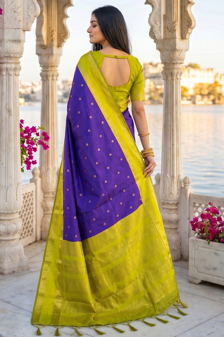 Beguiling Purple Color Art Silk Weaving Design Saree | Buy Online India