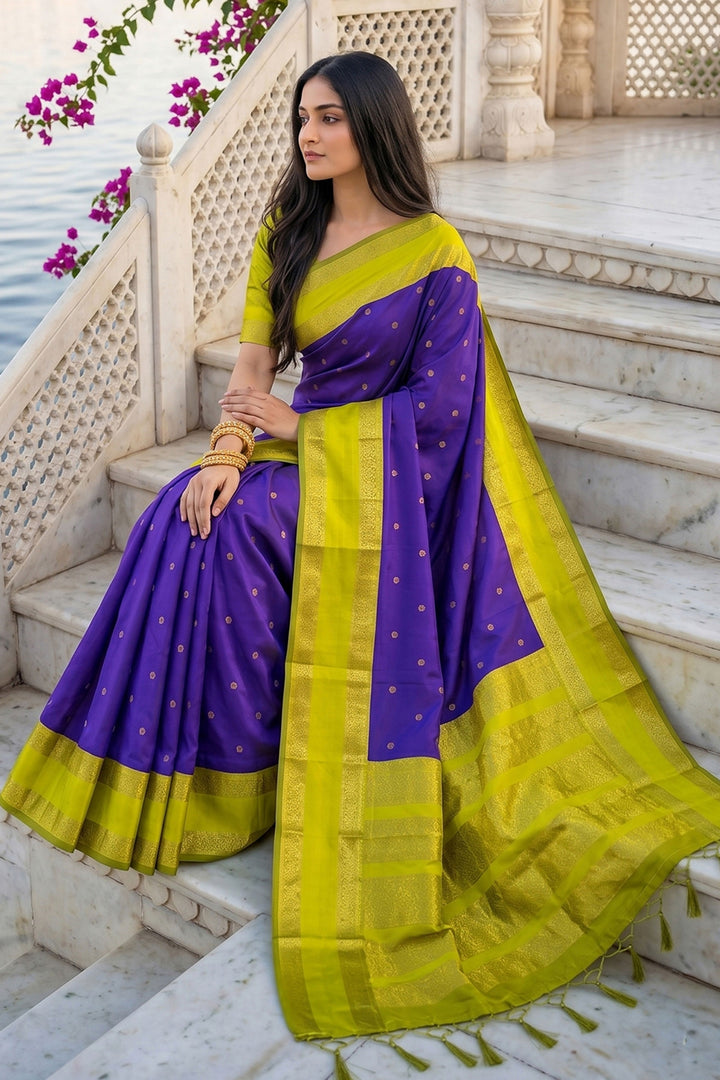 Beguiling Purple Color Art Silk Weaving Design Saree | Buy Online India