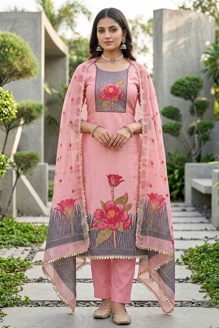 Classic Pink Color Salwar Suit In Banarasi Cotton | Buy Online India