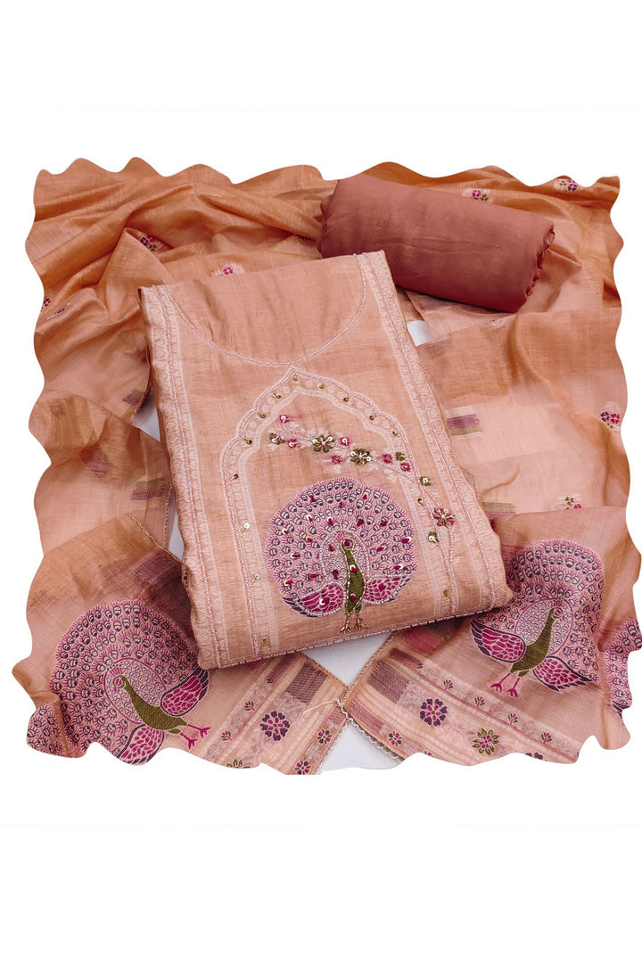 Amazing Orange Color Banarasi Cotton Salwar Suit | Buy Online India