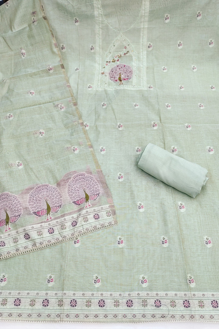Grey Color Engaging Banarasi Cotton Salwar Suit | Buy Online India
