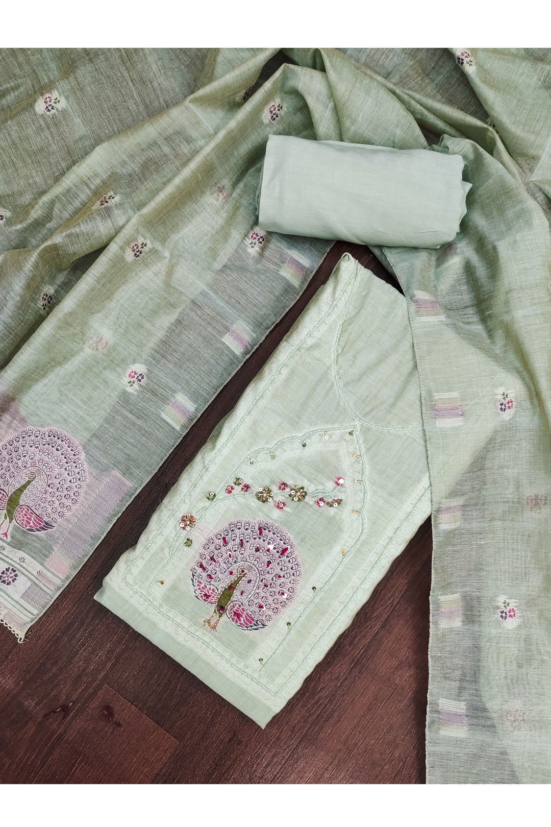 Grey Color Engaging Banarasi Cotton Salwar Suit | Buy Online India