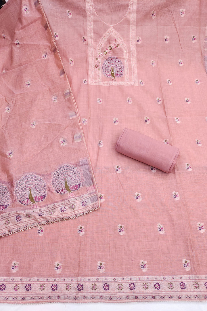 Excellent Banarasi Cotton Pink Color Salwar Suit | Buy Online India