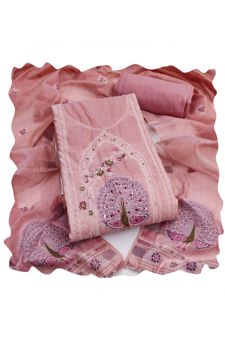 Excellent Banarasi Cotton Pink Color Salwar Suit | Buy Online India