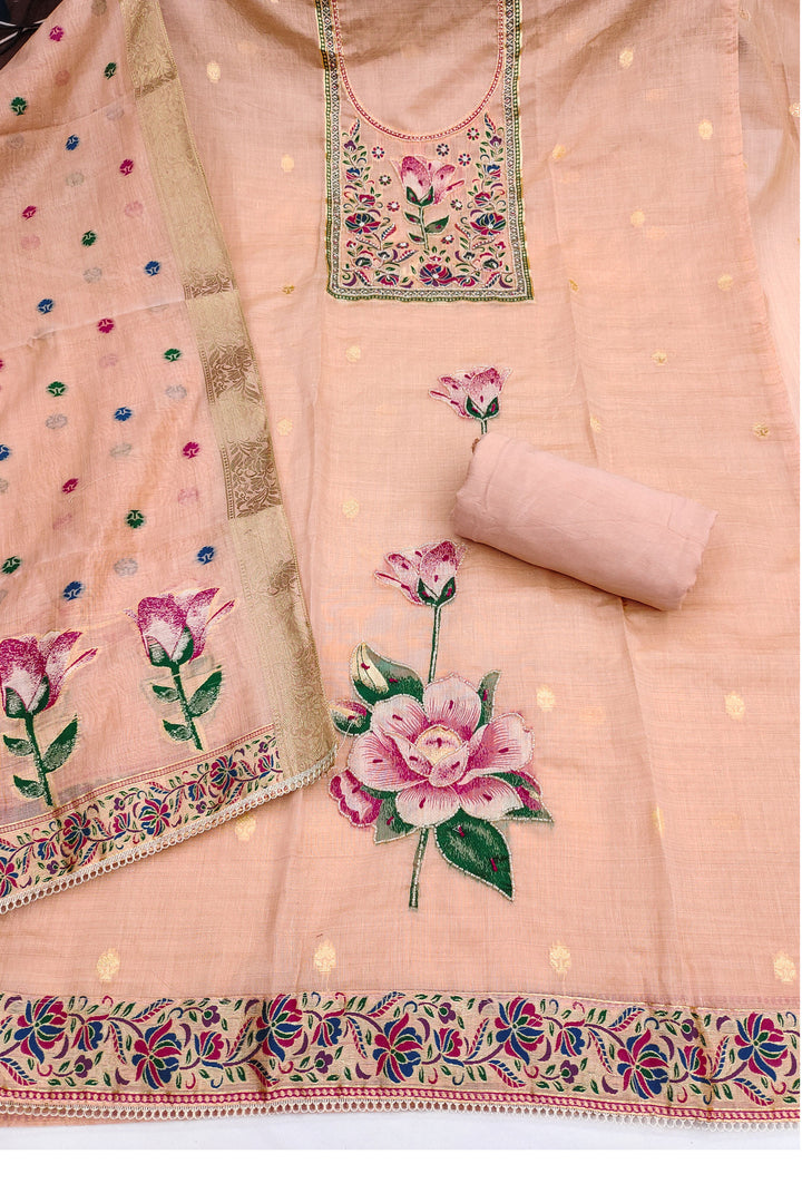 Trendy Peach Color Straight Cut Cotton Salwar Suit