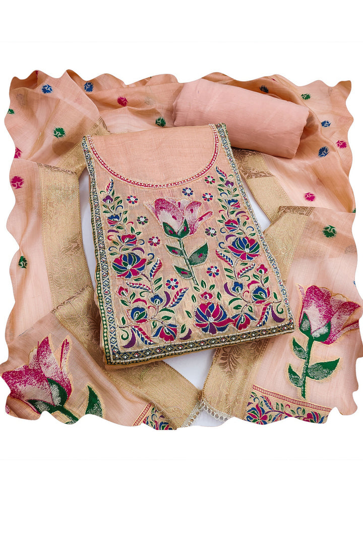 Trendy Peach Color Straight Cut Cotton Salwar Suit