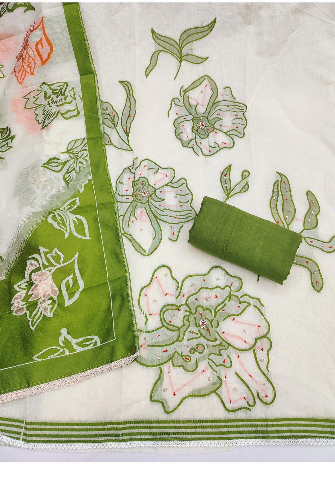 Off White Color Chic Straight Cut Cotton Salwar Suit