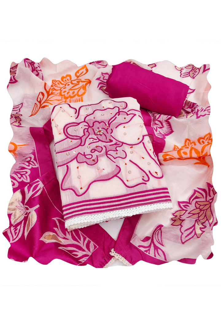 Graceful Off White Color Straight Cut Cotton Salwar Suit