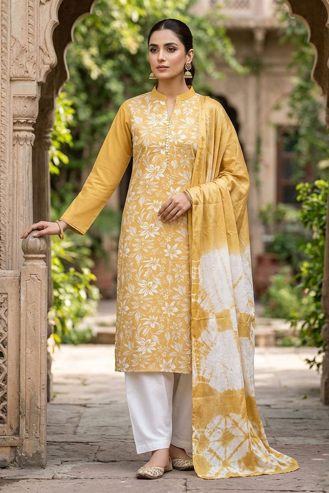Engaging Mustard Color Cotton Fabric Salwar Suit | Buy Online India