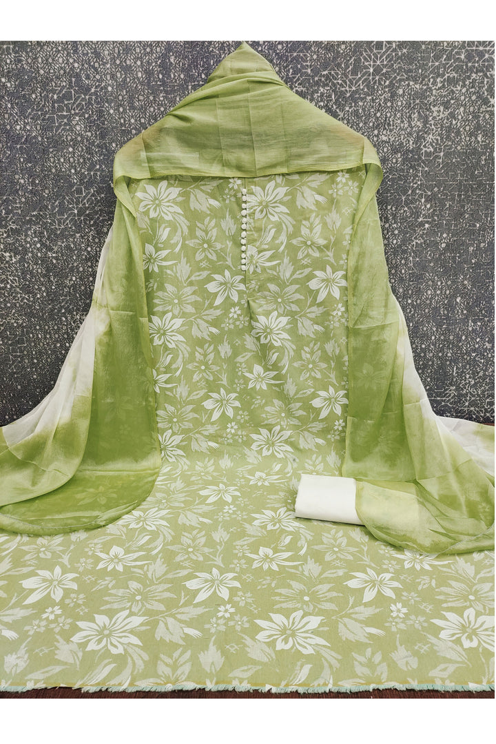 Excellent Cotton Fabric Green Color Salwar Suit | Buy Online India