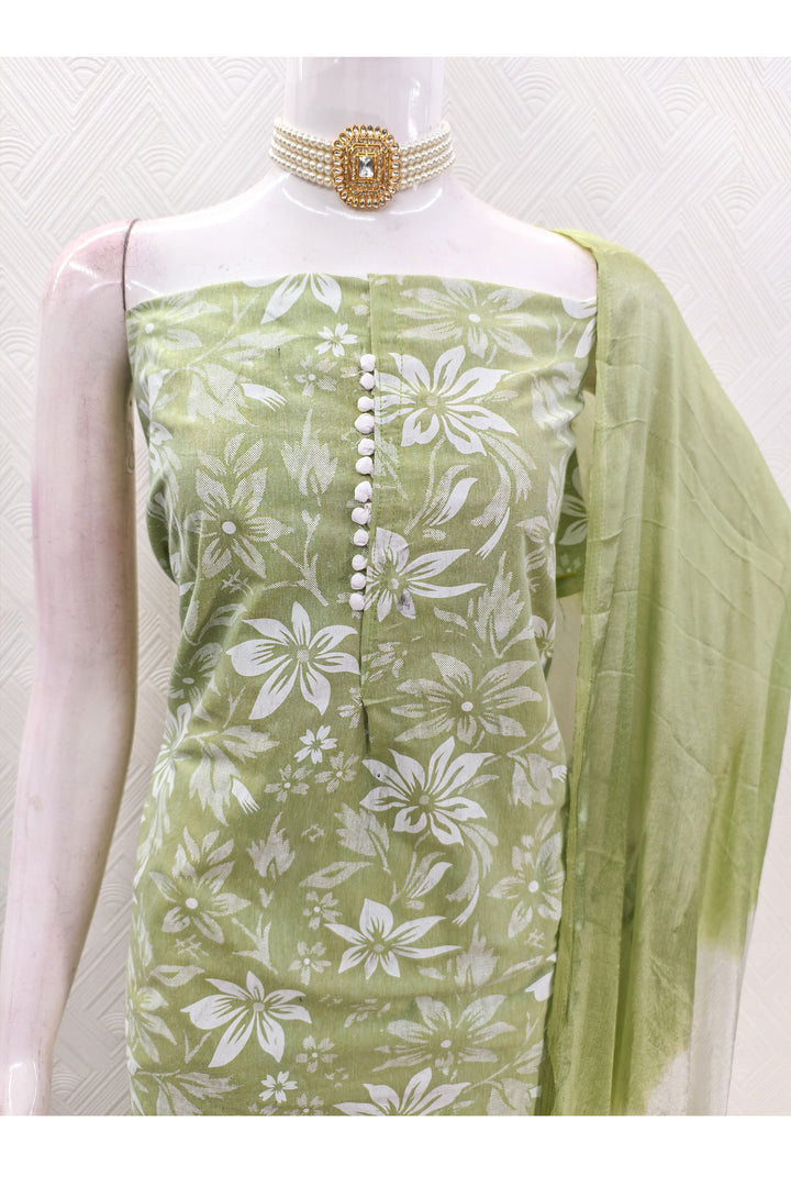 Excellent Cotton Fabric Green Color Salwar Suit | Buy Online India