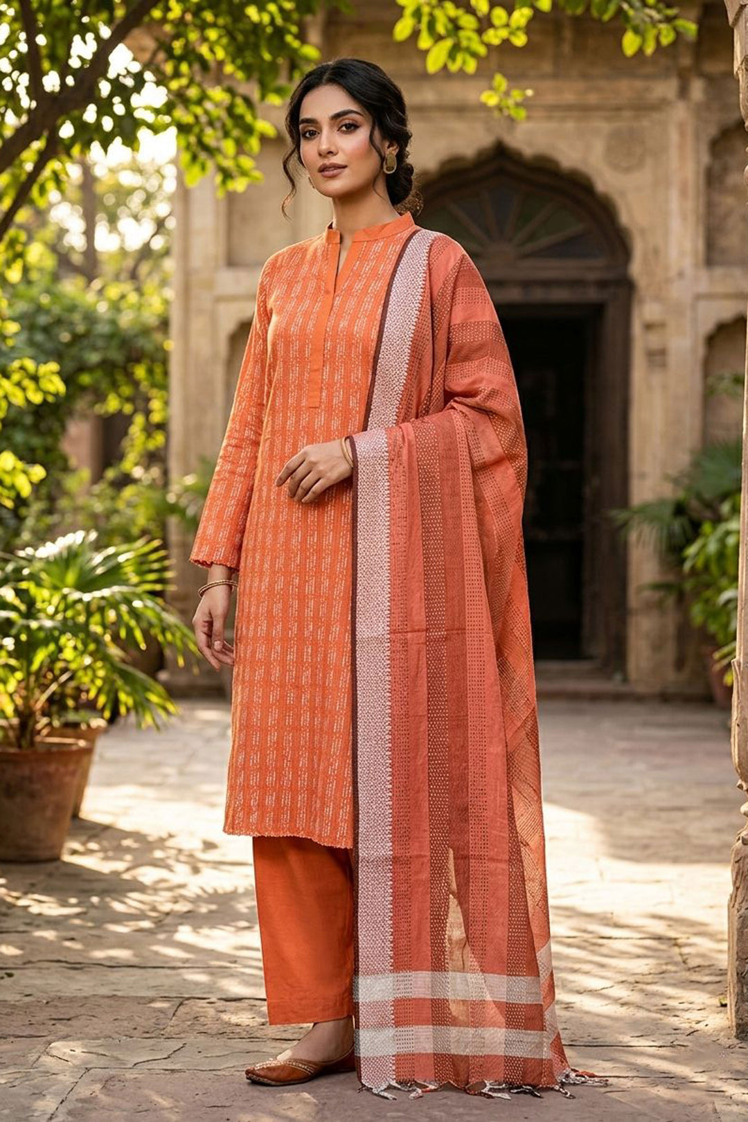 Beguiling Orange Color Cotton Fabric Salwar Suit | Buy Online India