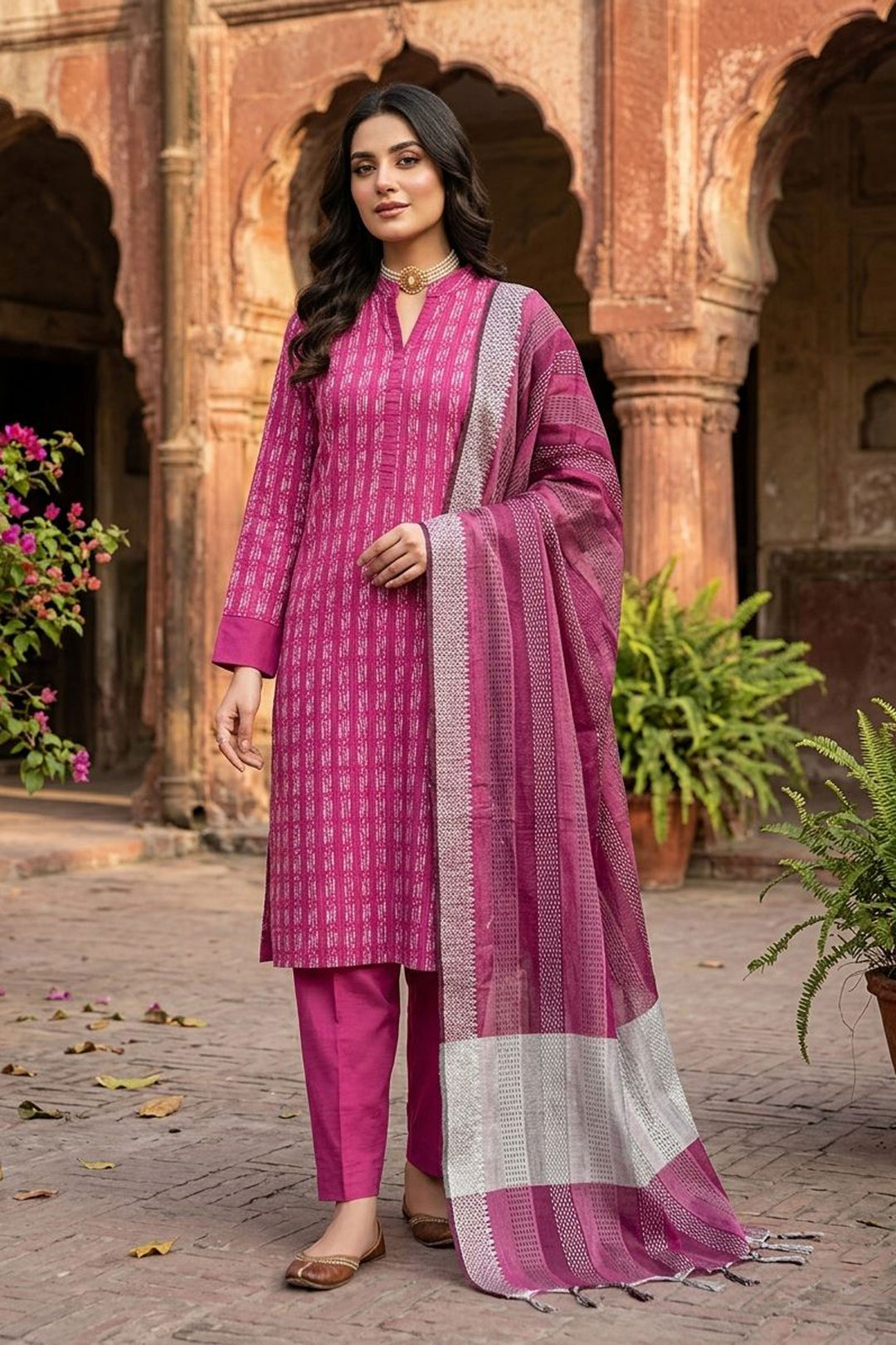 Tempting Cotton Fabric Pink Color Salwar Suit | Buy Online India