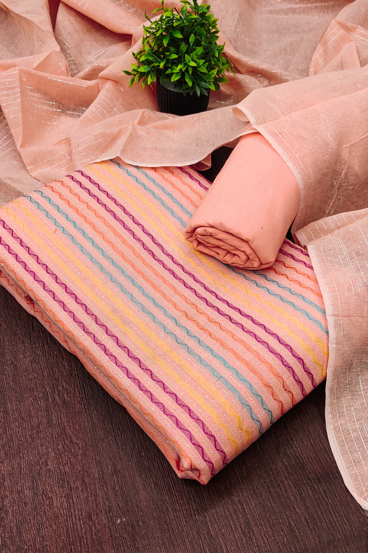 Engaging Peach Color Cotton Fabric Salwar Suit | Buy Online India