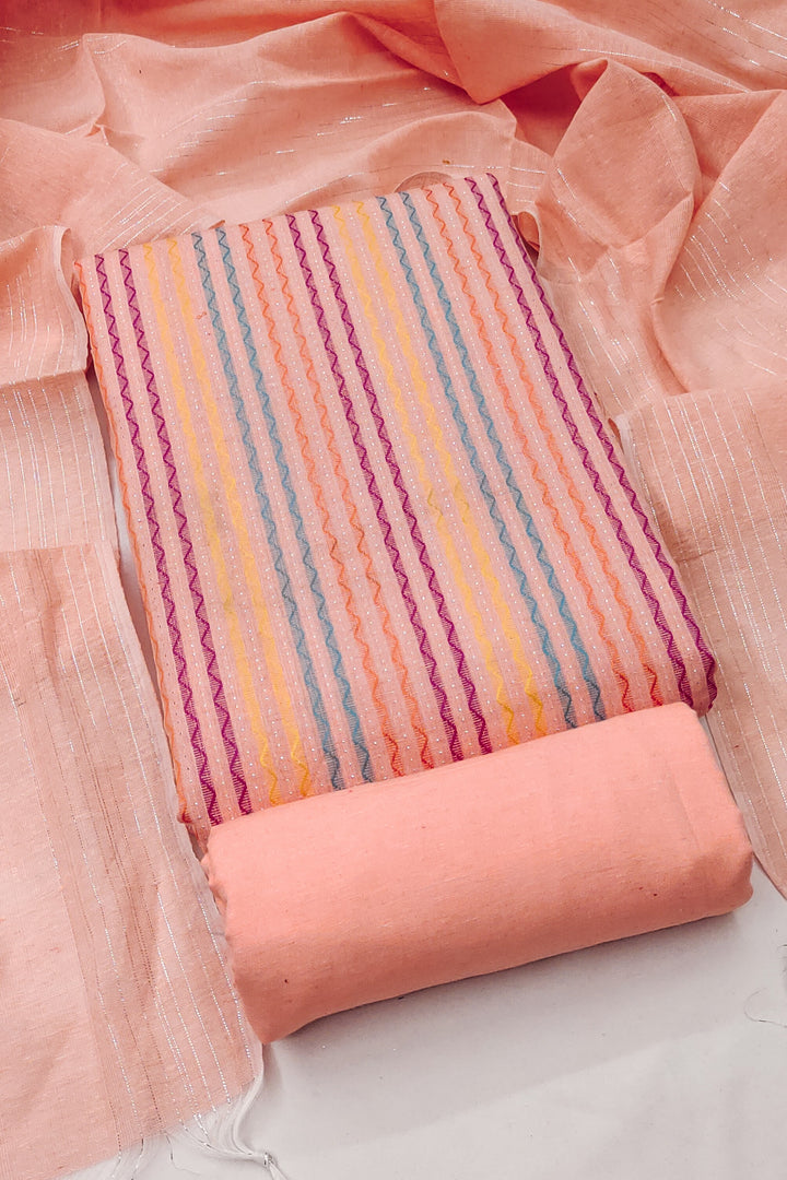 Engaging Peach Color Cotton Fabric Salwar Suit | Buy Online India
