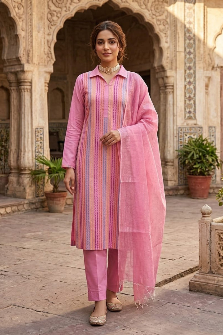 Amazing Pink Color Cotton Fabric Salwar Suit | Buy Online India