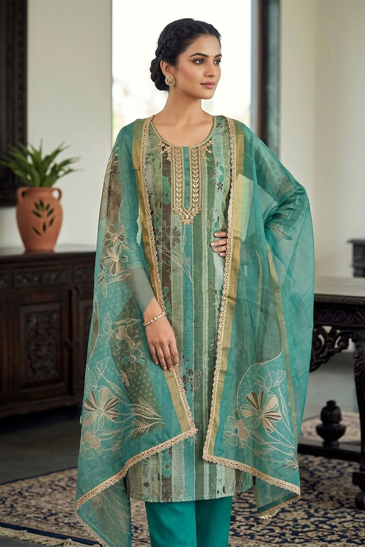 Sea Green Color Special Cotton Printed Salwar Suit | Buy Online India
