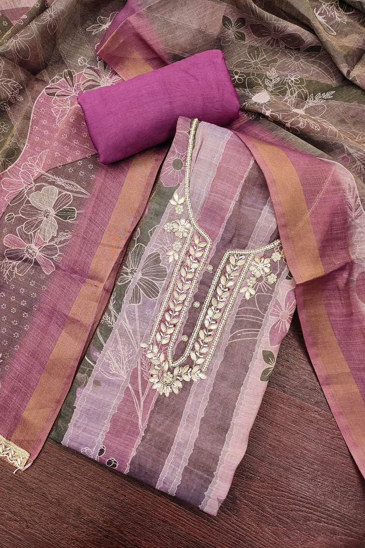 Trendy Cotton Printed Salwar Suit In Purple Color | Buy Online India