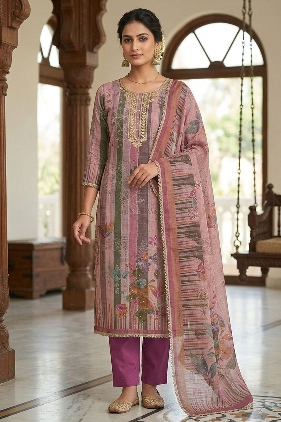 Trendy Cotton Printed Salwar Suit In Purple Color | Buy Online India