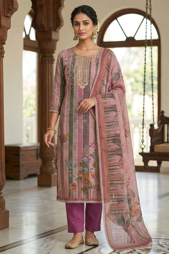 Trendy Cotton Printed Salwar Suit In Purple Color | Buy Online India