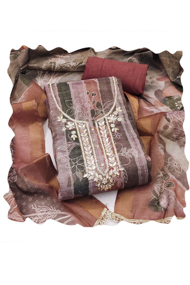 Brown Color Cotton Coveted Printed Salwar Suit | Buy Online India