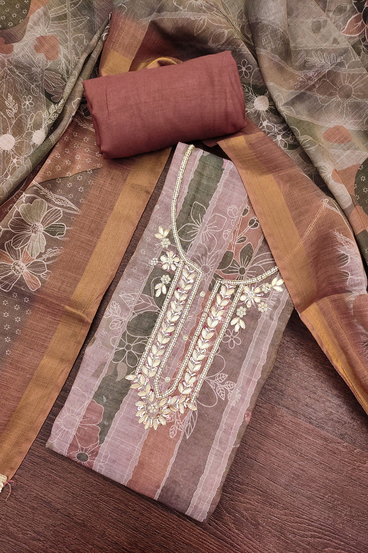 Brown Color Cotton Coveted Printed Salwar Suit | Buy Online India