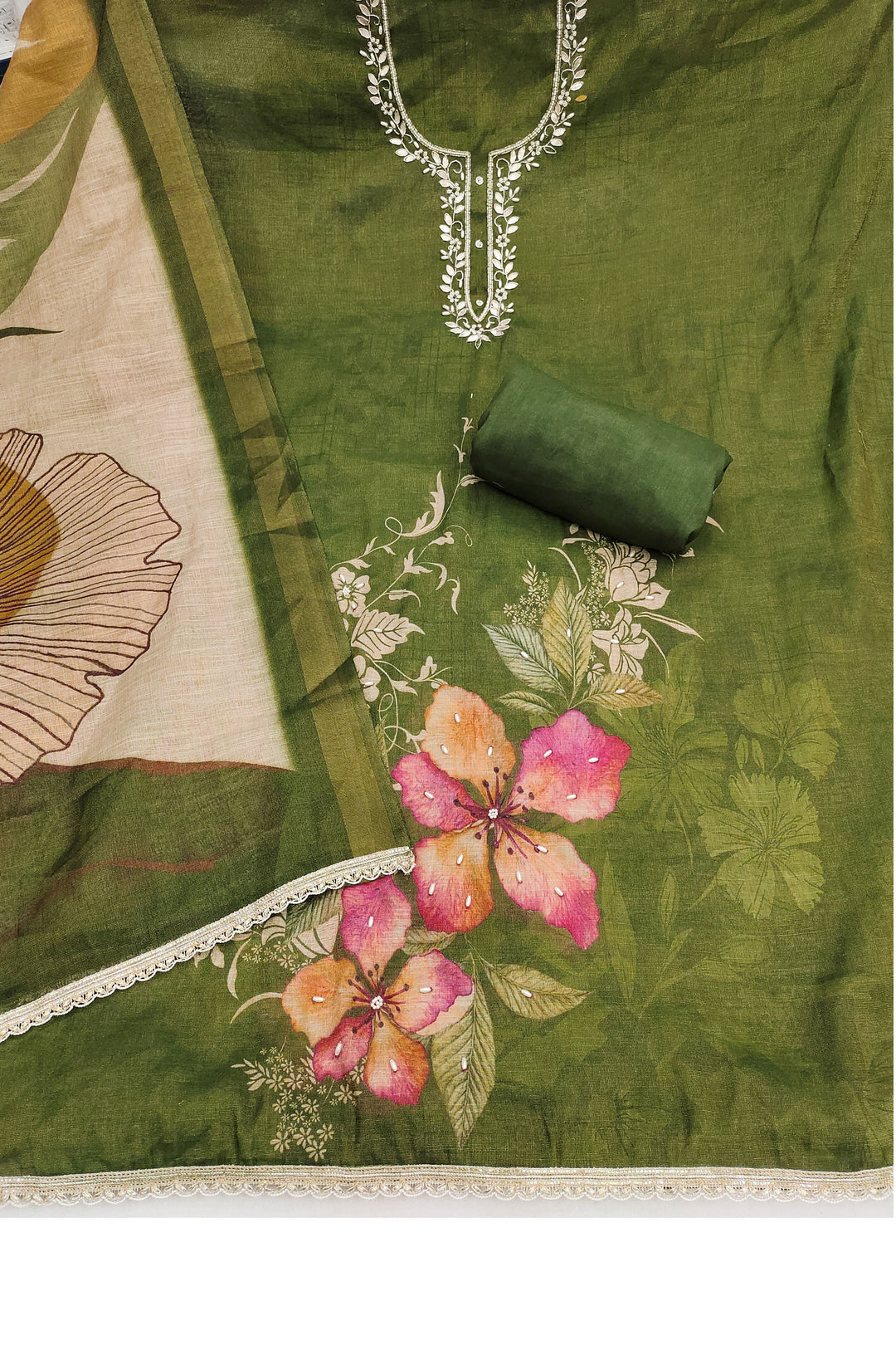 Green Color Cotton Engaging Printed Salwar Suit | Buy Online India
